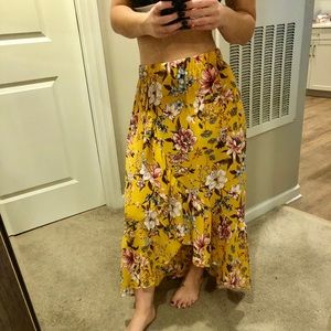 yellow floral maxi skirt